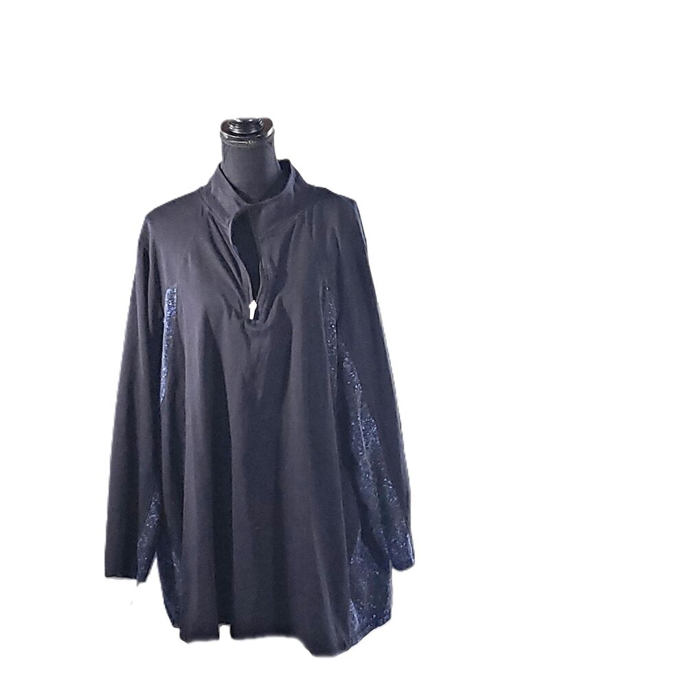 Catherine's Women's Black Blue Print Cotton Activewear Jacket Size 3X